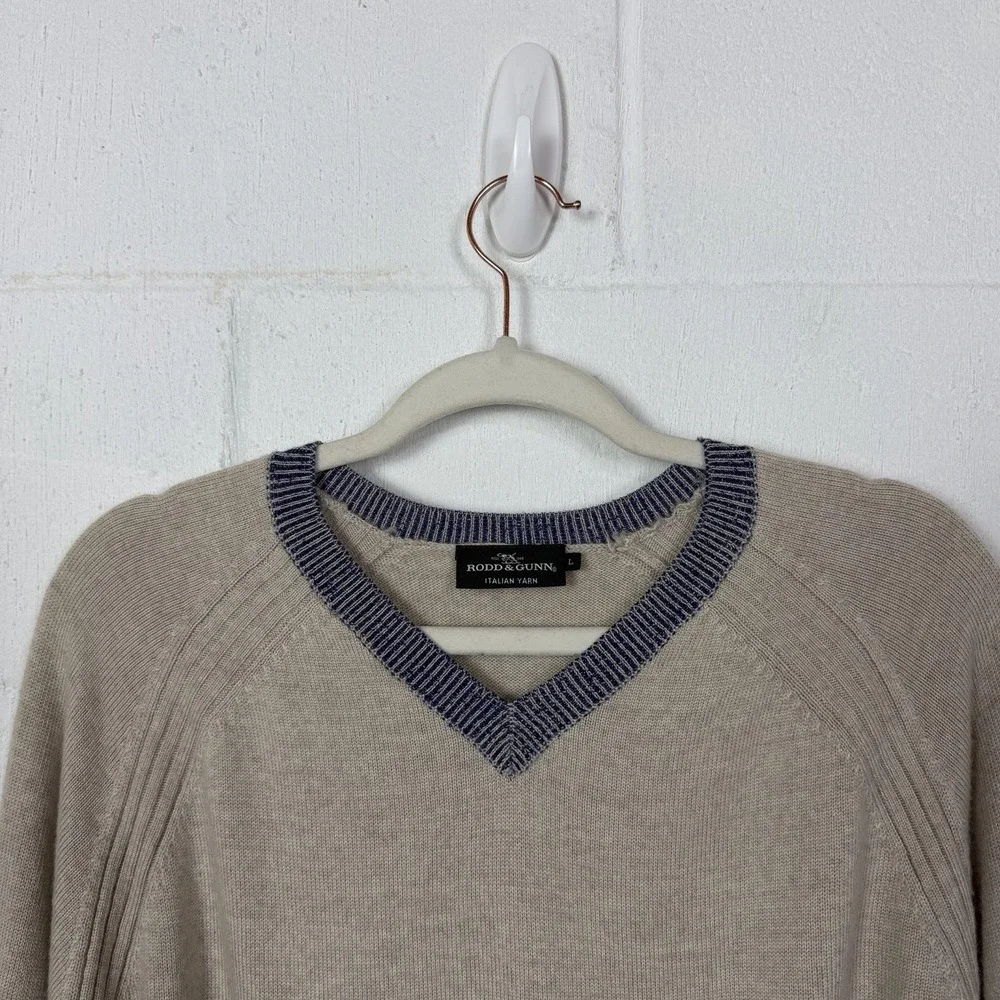 Rodd & Gunn Mens Pullover Sweater SZ L 100% Extra Fine Merino Wool Italy‎ Preppy